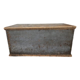 Antique Blanket Chest Finished With Lake August Wallpaper For Sale