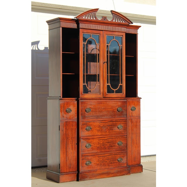 Martin Maddox Mid-20th Century Maddox Mahogany Breakfront Cabinet With Butler’s Secretary Desk For Sale - Image 4 of 18