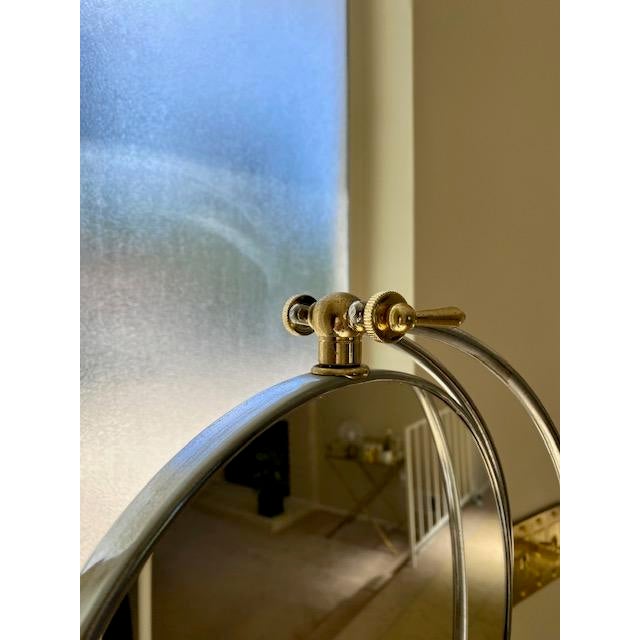 Italian Modern Two -Tone Chrome and Brass Standing Mirror Mid 20th Century- Regency- In the Style of Romeo Rega For Sale - Image 4 of 9