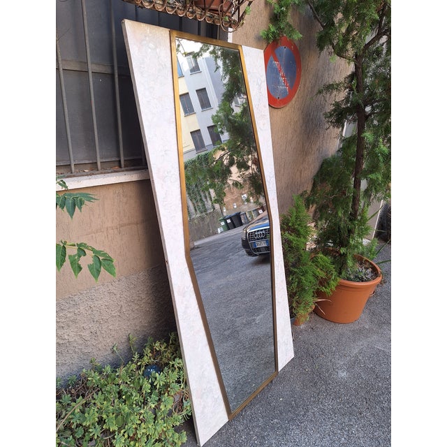 1950s Large Vintage Mirror with Brass Frame, 1950s For Sale - Image 5 of 6
