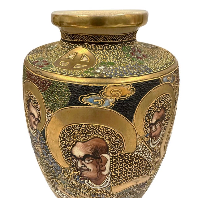 Early 20th Century Japanese Satsuma Polychrome Vase With Gilt and Figures For Sale - Image 10 of 18