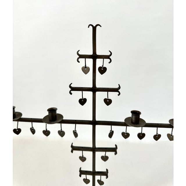 1960s Swedish Dangling Hearts Steel 4 Candle Candelabra by Gunnar Ander For Sale - Image 9 of 16