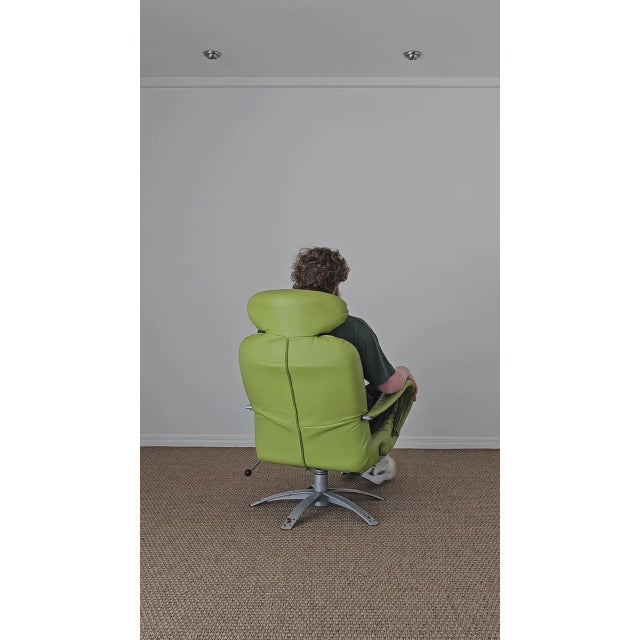 Percival Lafer Reclining Lounge Chair in Lime Green Leather | Made in Brazil | 2007 For Sale In Orlando - Image 6 of 6