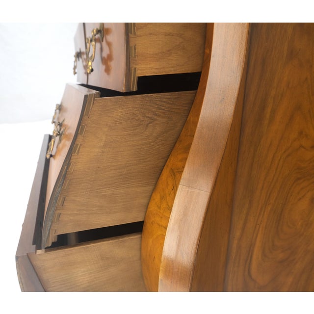 MINT Baker Book Matched Bombay Style Heavy Brass Drop Pulls 3 Drawer Dresser Console MINT