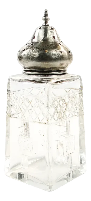 Art Deco Crystal Silver Sugar Bowl from Powder, United Kingdom, 1930s