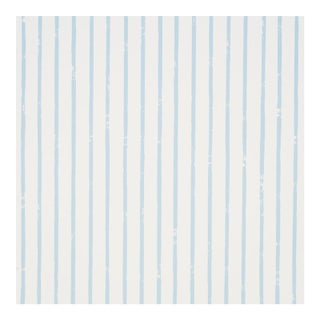 Sample - Schumacher Springs Stripe Wallcovering in Sky For Sale