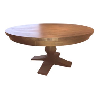 Round Salvaged Wood Farmhouse Pedestal Table For Sale