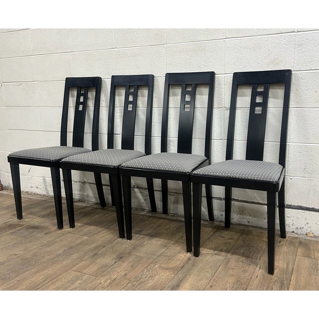 Josef Hoffmann Postmodern Black Ebonized Slot Back Dining Chairs - Set of 4 For Sale - Image 9 of 10