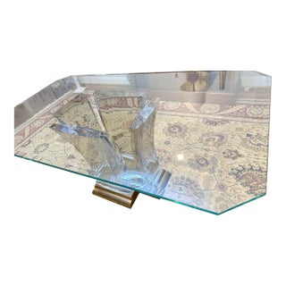 1970s Attributed to Jeffery Bigelow Acrylic and Bronze Dining Table Base With Starphire Etched Glass Top Included For Sale