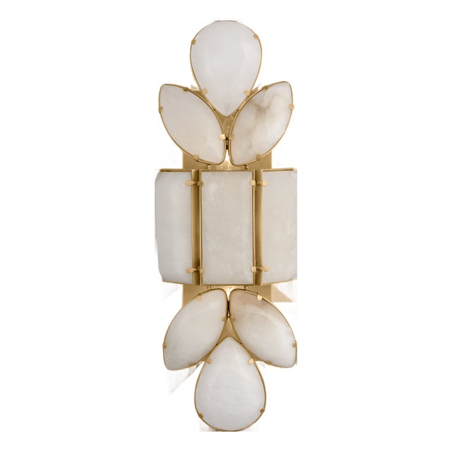 kate spade new york for Visual Comfort Signature Lloyd Large Jeweled Sconce in Soft Brass with Alabaster For Sale