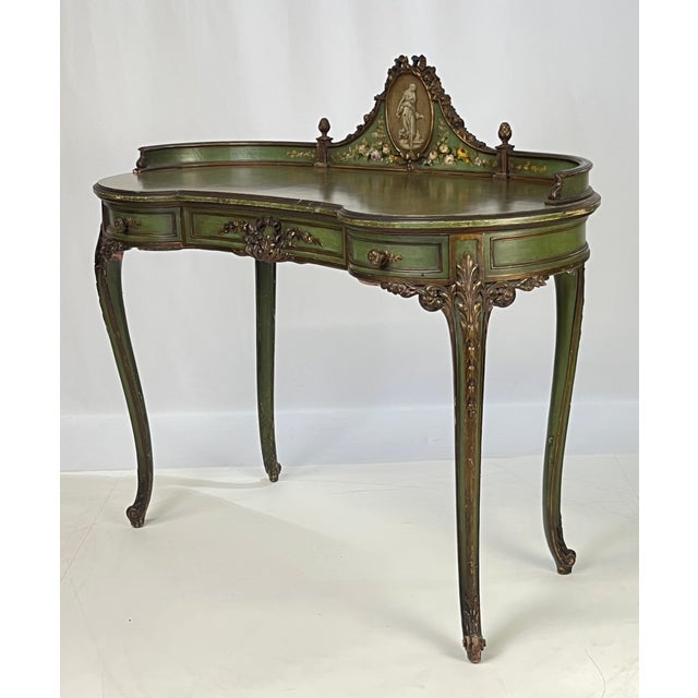 Vintage Italian Venetian Painted Kidney-Shaped Writing Desk or Vanity For Sale - Image 15 of 18