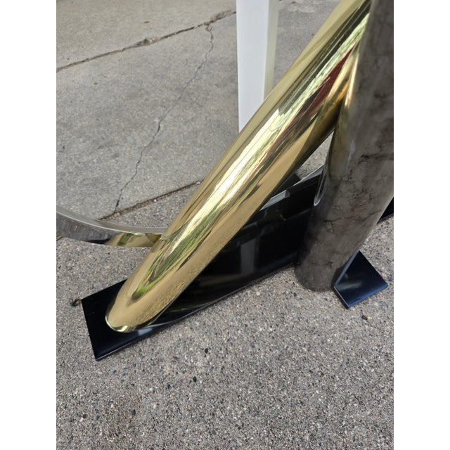 1980s Postmodern Kaizo Oto for Design Institute of America Style Glass Top Console Table For Sale - Image 6 of 12