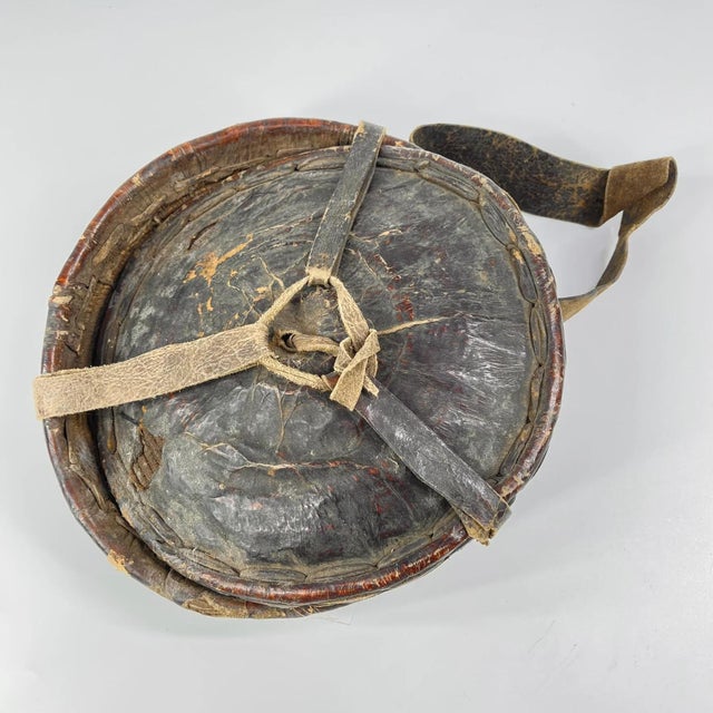 Animal Skin Early 20th Century Mesob Lidded Leather Wrapped Lunch Basket Ethiopia For Sale - Image 7 of 10