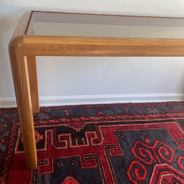 1970s 1970s Vintage Console Table Wood & Tinted Glass For Sale - Image 5 of 8