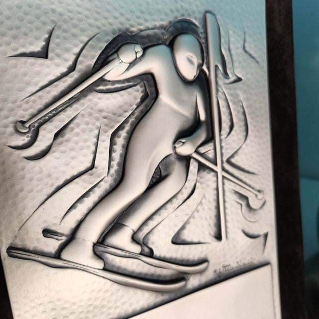 Vintage 925 Sterling Silver Sheet Slalom Skiing Trophy Plaque by Ottaviani, Italy, 1970s For Sale - Image 6 of 10