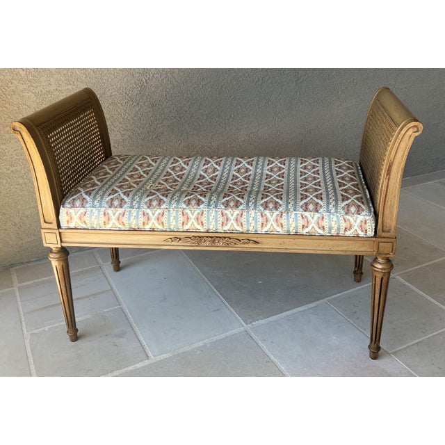 Timeless Mid 20th-Century Regency-Style Cane & Ash Wood Entryway / Window Bench For Sale - Image 12 of 12