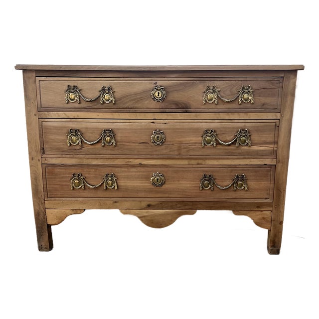French 18th Century Louis XVI Bleached Solid Walnut Chest of Drawers For Sale