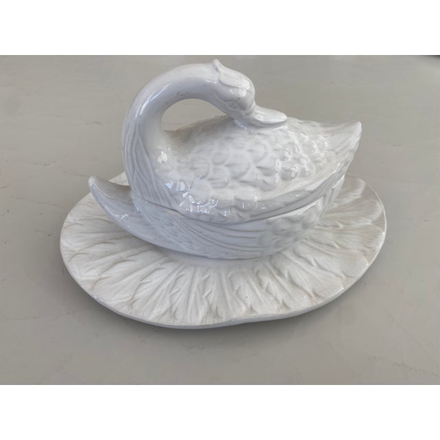 Vintage Blanc De Chine Ceramic Swan Covered Dish For Sale - Image 9 of 9