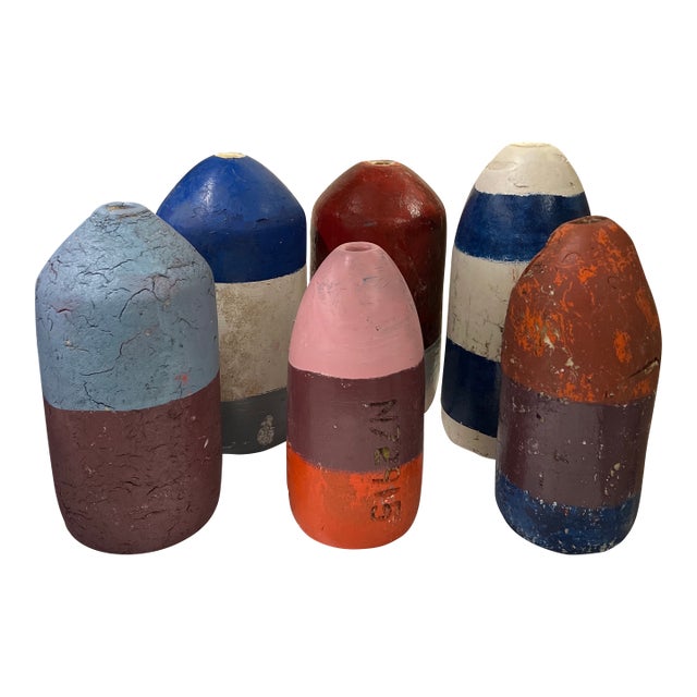 Vintage Collection of New England Lobster Pot Buoys- Set of 6 For Sale