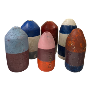 Vintage Collection of New England Lobster Pot Buoys- Set of 6