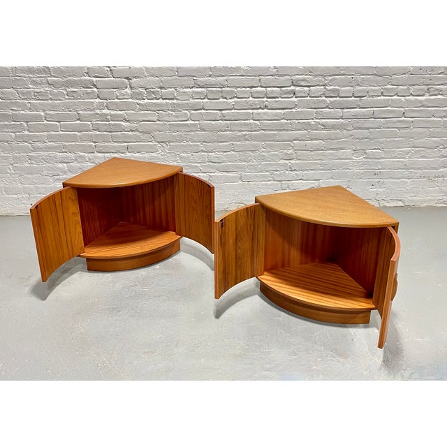 G-Plan Furniture Pair - Mid Century Modern G-Plan Fresco Teak Corner Cabinets, C. 1960’s | Teak Bar, Nightstands For Sale - Image 4 of 14