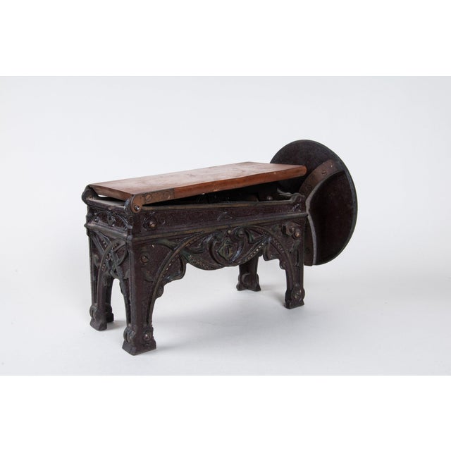 Mechanical Cast Iron and Wood Tobacco Cutter, Antique, Manual, Compact Design, Exotic Accessory for Conversation For Sale In Seattle - Image 6 of 11