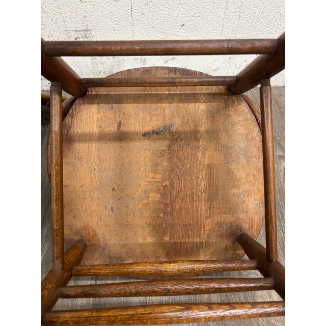 Wood Antique Solid Oak Bentwood Curved Back Dining Chairs - Pair For Sale - Image 7 of 7