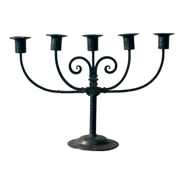 Antique Goberg Germany Iron Candelabra by Hugo Berger For Sale