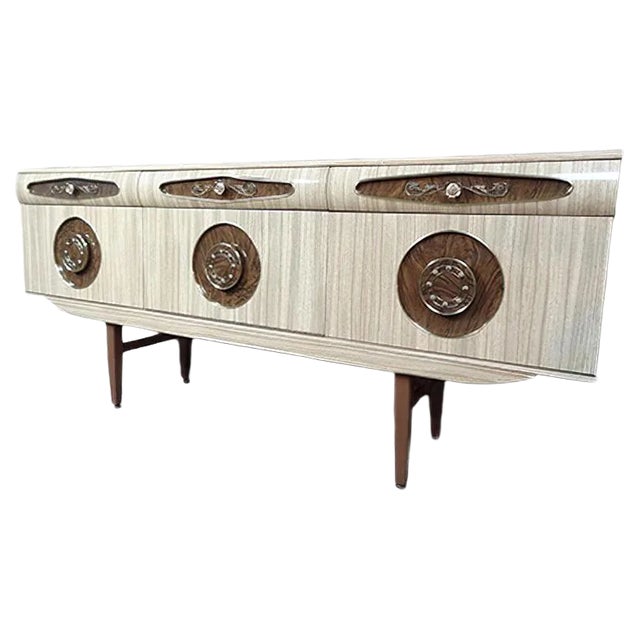 Italian Sideboard with Brass Handles, 1950s For Sale