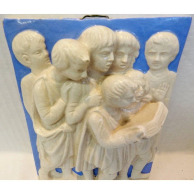 Neoclassical Italian Della Robbia Ceramic Wall Hanging in High Relief For Sale - Image 4 of 11