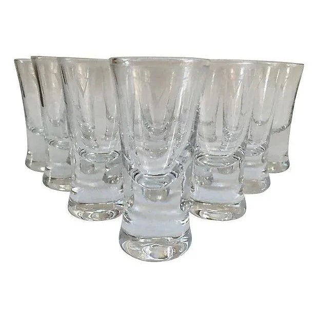 Late 20th Century Vintage Monogram "V" Shot Glasses - Set of 10 For Sale - Image 5 of 5