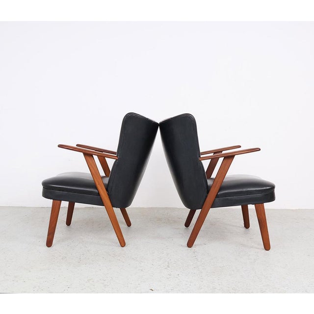 Danish Chairs in Teak and Faux Leather from Erhardsen & Andersen, 1960s, Set of 2 For Sale - Image 4 of 17
