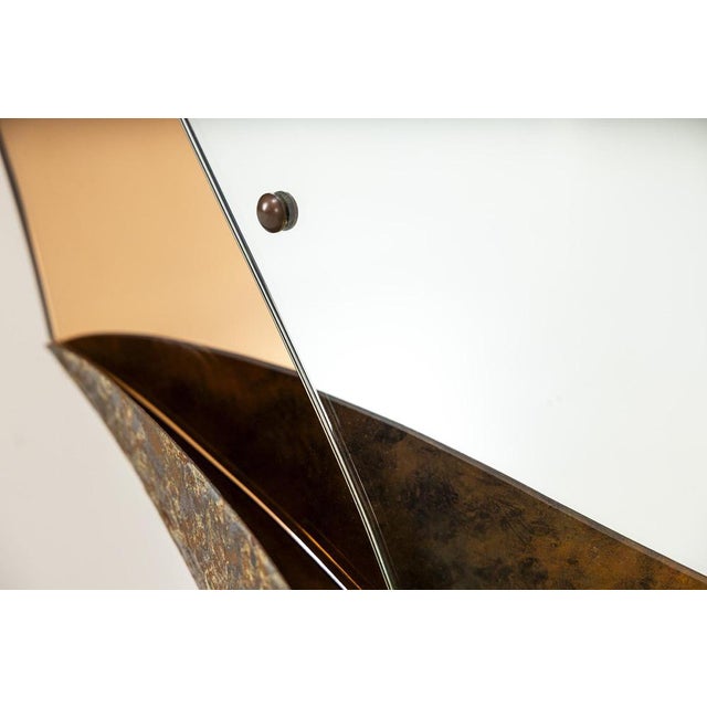Metal Large Mirror in Amber Glass and Metal by Cristal Art, Italy, 1960s For Sale - Image 7 of 9