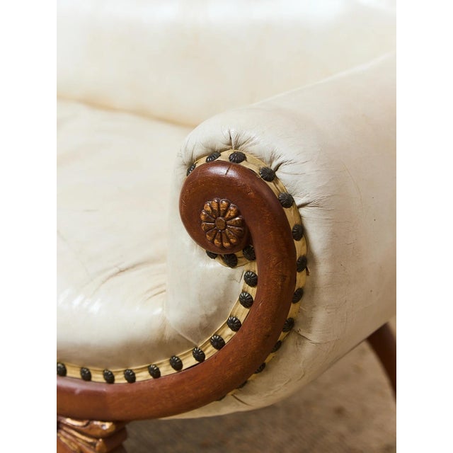 Burnt Umber Vintage Antique Settee With Marble Side Table For Sale - Image 8 of 12