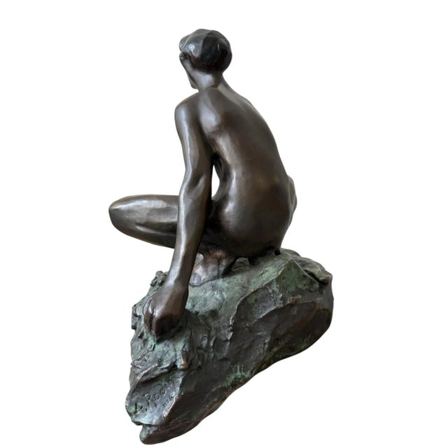 French Bronze Sculpture After Auguste Rodin. Titled Seated Nude. For Sale - Image 12 of 12