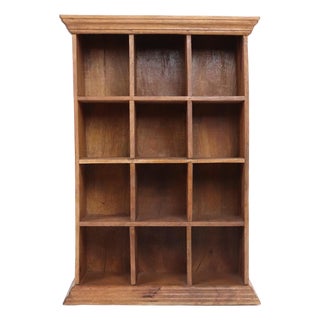 Arts & Crafts Hardwood Twelve Compartment Pigeonhole Shelf For Sale