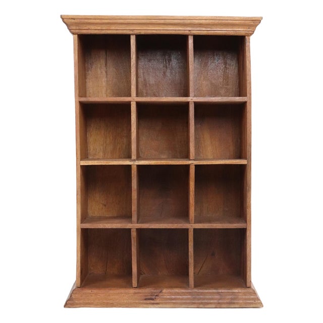 Arts & Crafts Hardwood Twelve Compartment Pigeonhole Shelf For Sale