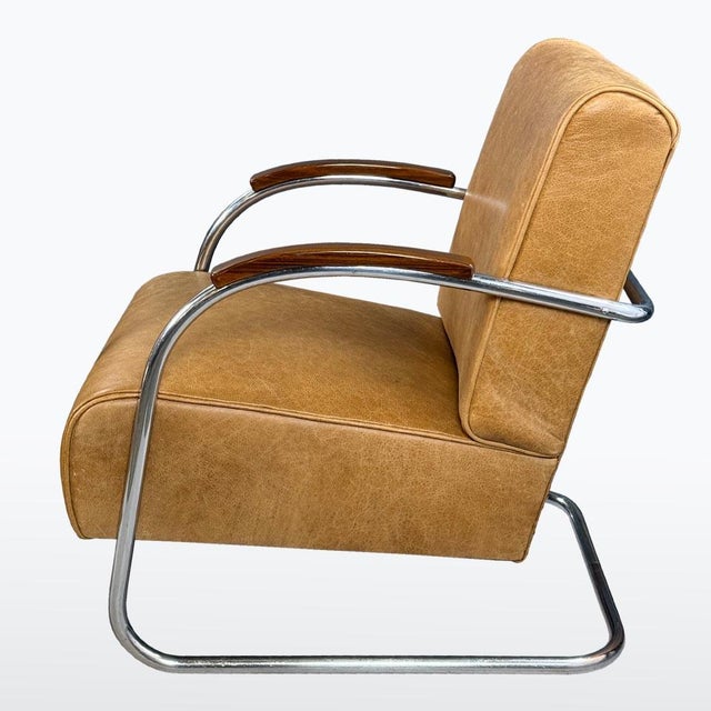 1930s Bauhaus Chrome and Leather Armchairs from Mücke-Melder, 1930s, Set of 2 For Sale - Image 5 of 9