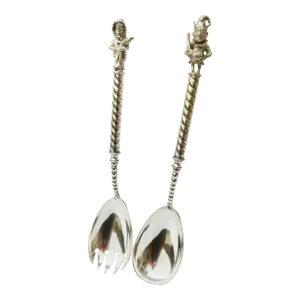 Late 19th Century SilverPlate Salad Spoon and Fork Server