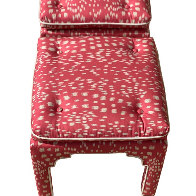 1980s 1980s Pair Pink Bunny Williams Style Benches/Ottomans in Brunschwig & Fils For Sale - Image 5 of 10