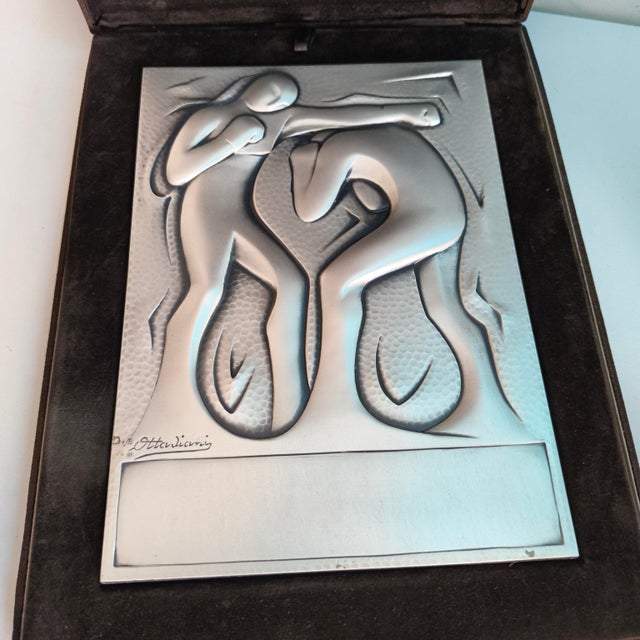 Metal Vintage 925 Sterling Silver Sheet Boxing Trophy Plaque by Ottaviani, Italy, 1970s For Sale - Image 7 of 12