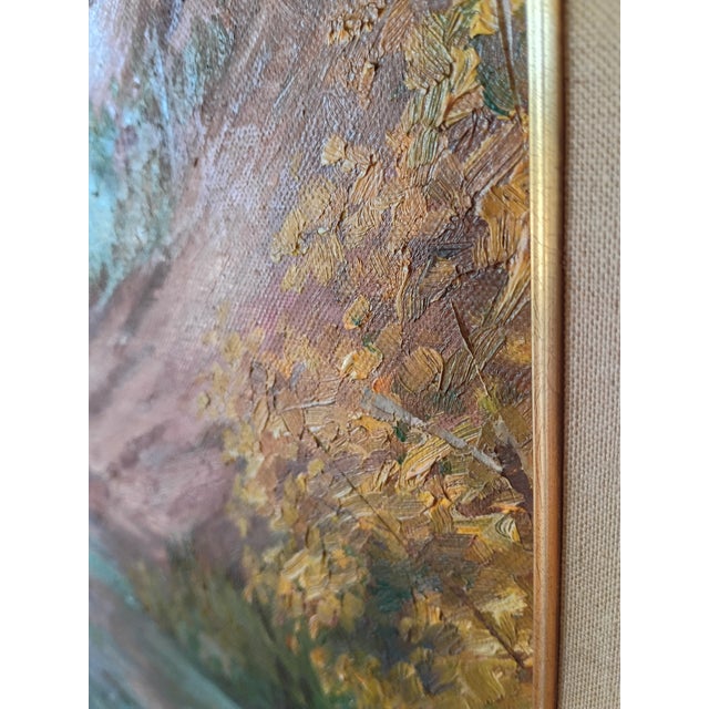 Joane Cromwell "Oak Creek Canyon" Arizona Landscape Painting With Vintage White Frame 1950's For Sale - Image 18 of 18