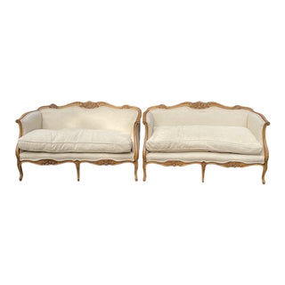 One Vintage French Provincial Carved Settee-Just One for Sale For Sale