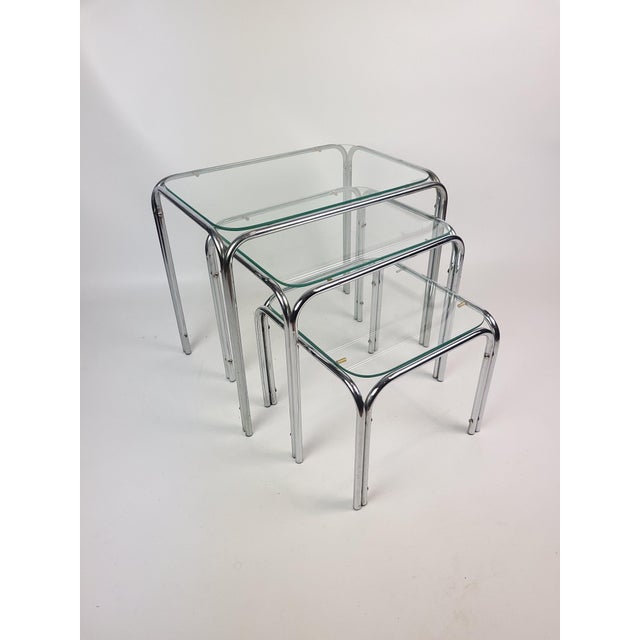 Silver Vintage Chrome Side Tables, 1970s, Set of 3 For Sale - Image 8 of 10
