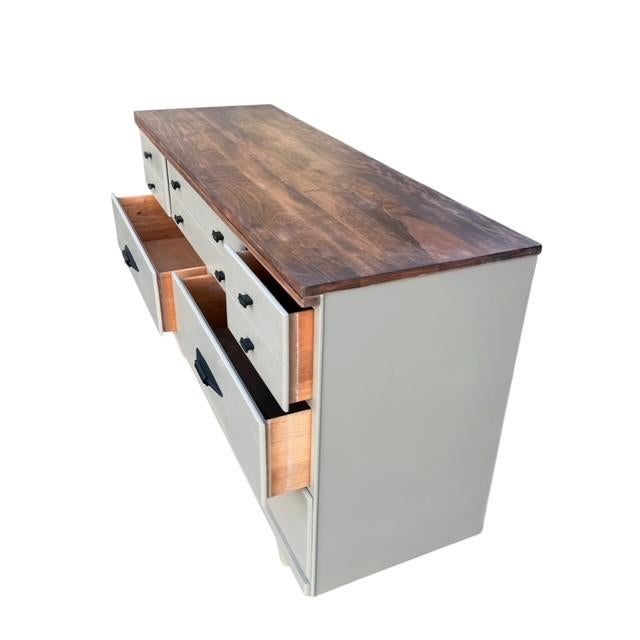 Mid-Century Modern Walnut & Sage Green Lowboy Dresser Professionally Refinished For Sale - Image 4 of 8