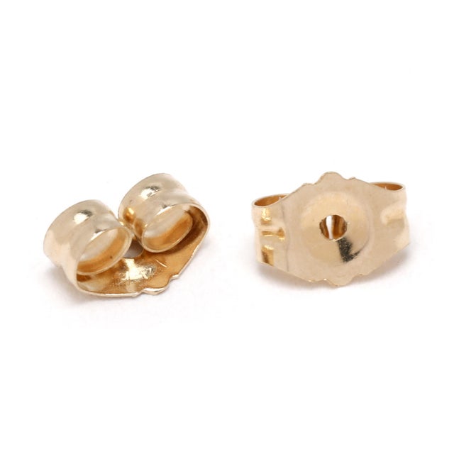 Malachite Bezel Studs, 14k Yellow Gold, Length 5 Mm, Dainty For Sale - Image 4 of 4
