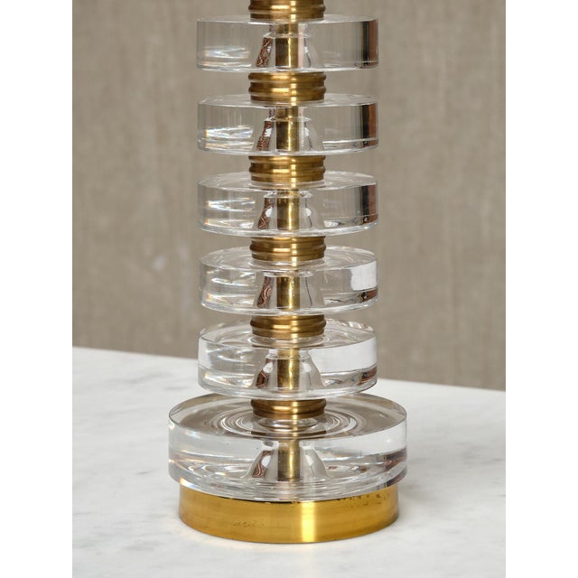 Table Lamp in Brass and Glass by Carl Fagerlund for Orrefors, Sweden, 1950s For Sale - Image 11 of 15