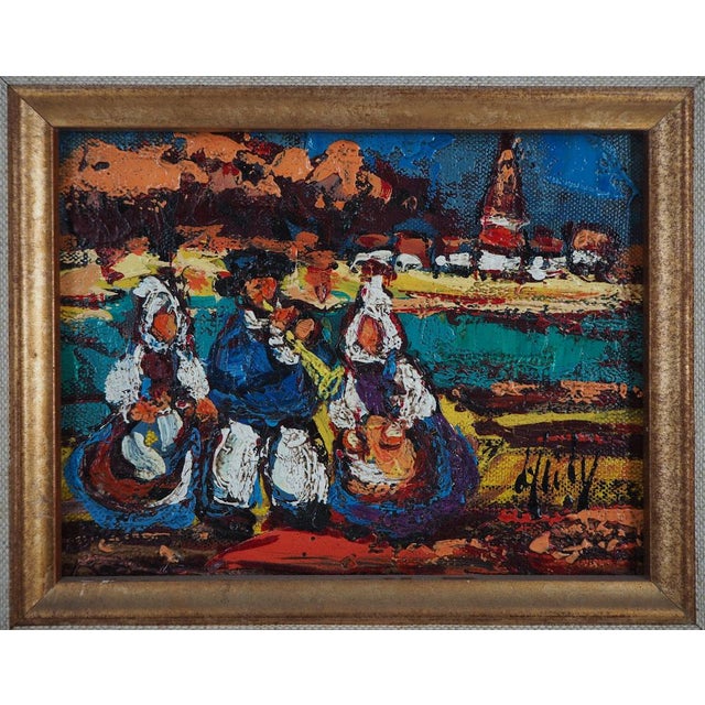 Henry Maurice d'Anty, Breton Women and Musician, Oil on Canvas For Sale - Image 8 of 8