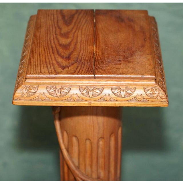 Antique English Carved Oak Vine Pedestal For Sale - Image 9 of 14