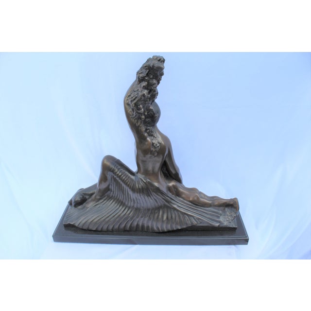 1990s Art Deco Sculpture Semi-Nude Girl with Boy and Dog After Delandre Large For Sale - Image 17 of 18